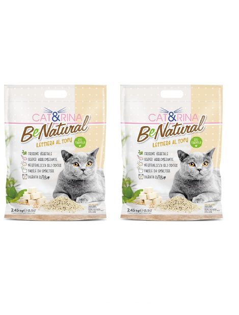 2x5,5L Cat&rina BeNatural - Lettiera da WC al Tofu 2x5,5L Cat&rina BeNatural - Lettiera da WC al Tofu